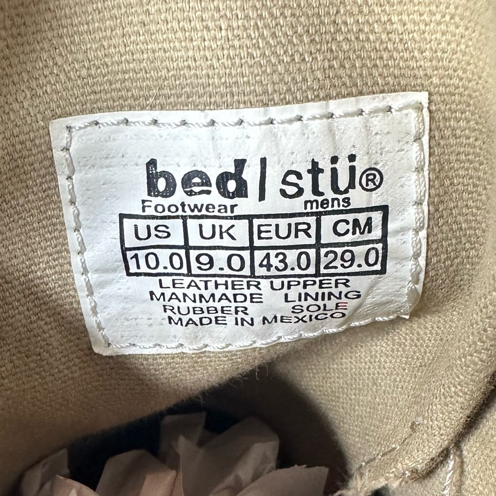 Bed|Stu Men's Distressed Leather Lace-Up Boots Size 10 - Picture 9 of 9